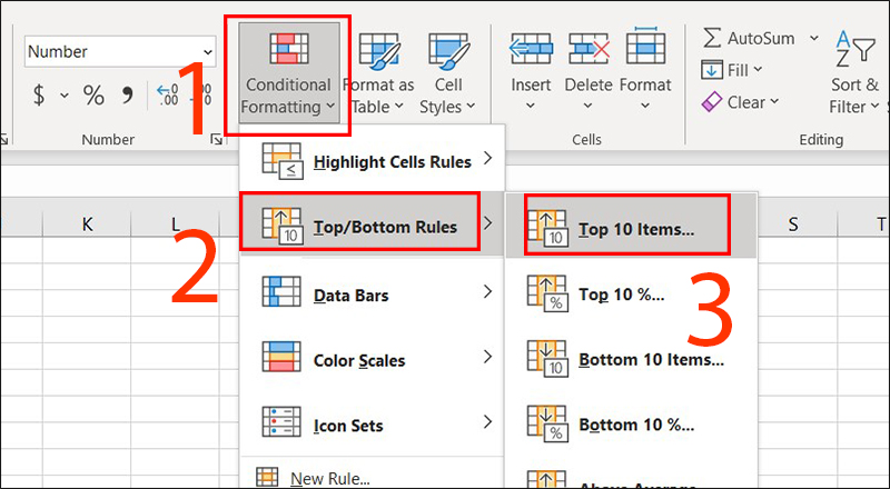 Sử dụng chức năng Top / Bottom Rules